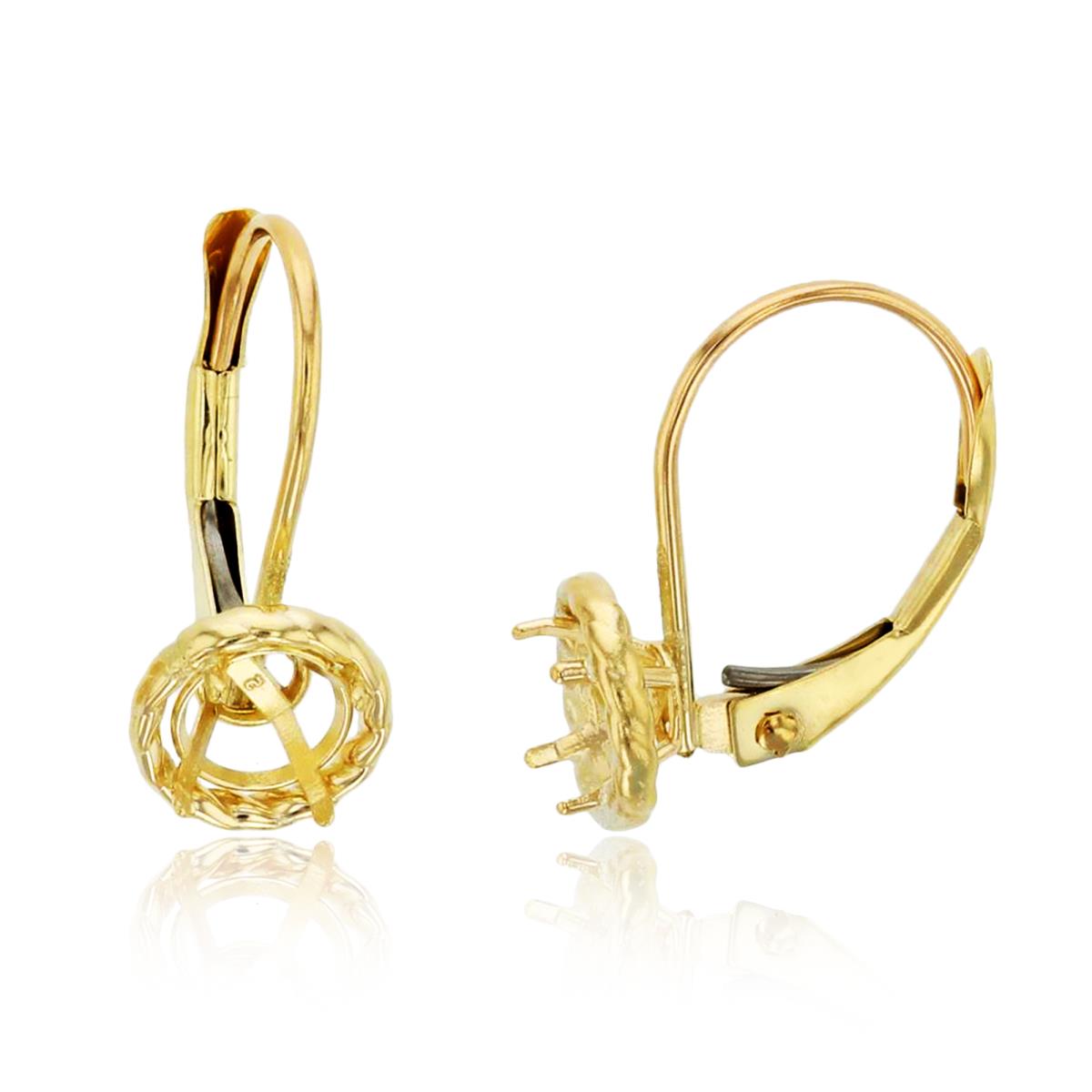 10K Yellow Gold 5mm Rd Basket Rope Frame Cast Lever-Back Earring Finding (PR)