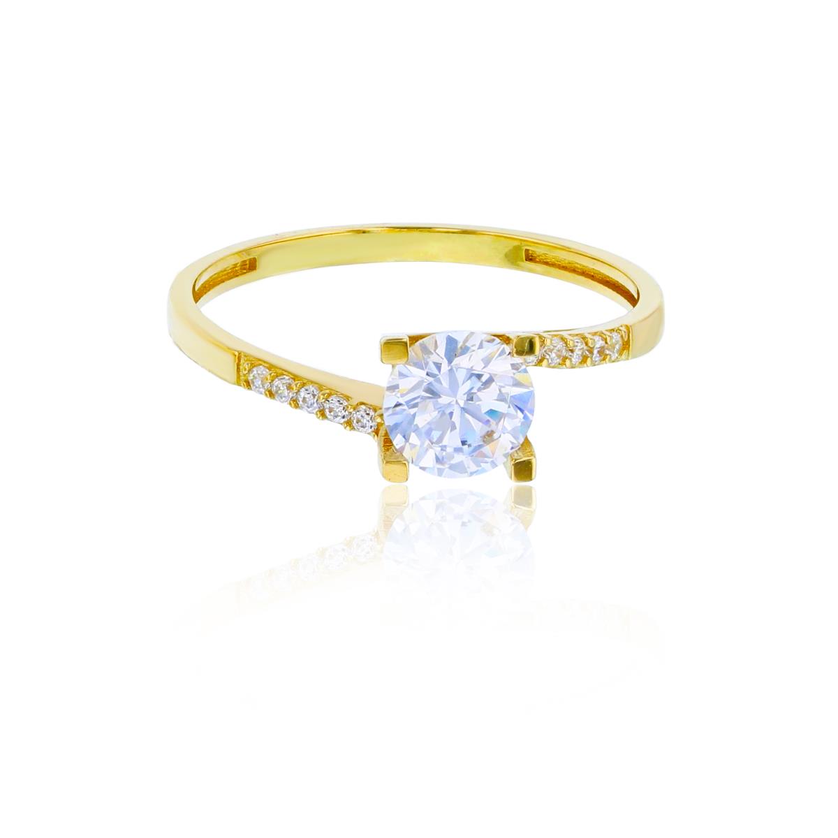 14K Yellow Gold 5.75mm Round Cut Bypass Engagement Ring