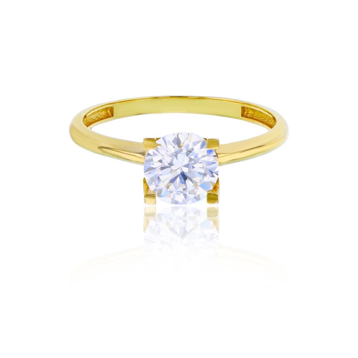 14K Yellow Gold 6.50mm Round Cut CZ High Polished Solitaire Ring