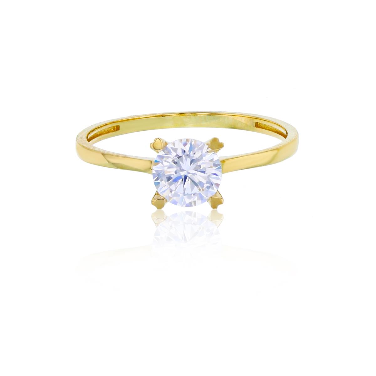 14K Yellow Gold 5.50mm Round Cut High Polished Solitaire Ring
