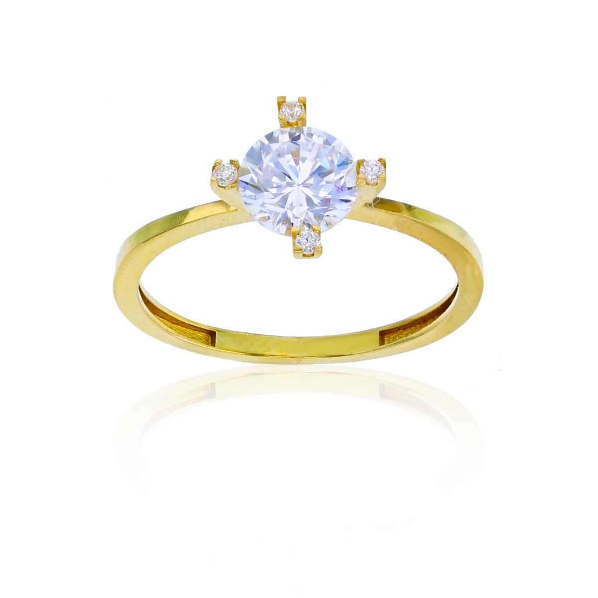 14K Yellow Gold 6.00mm & 1.30mm Round Cut High Polished Engagement Ring