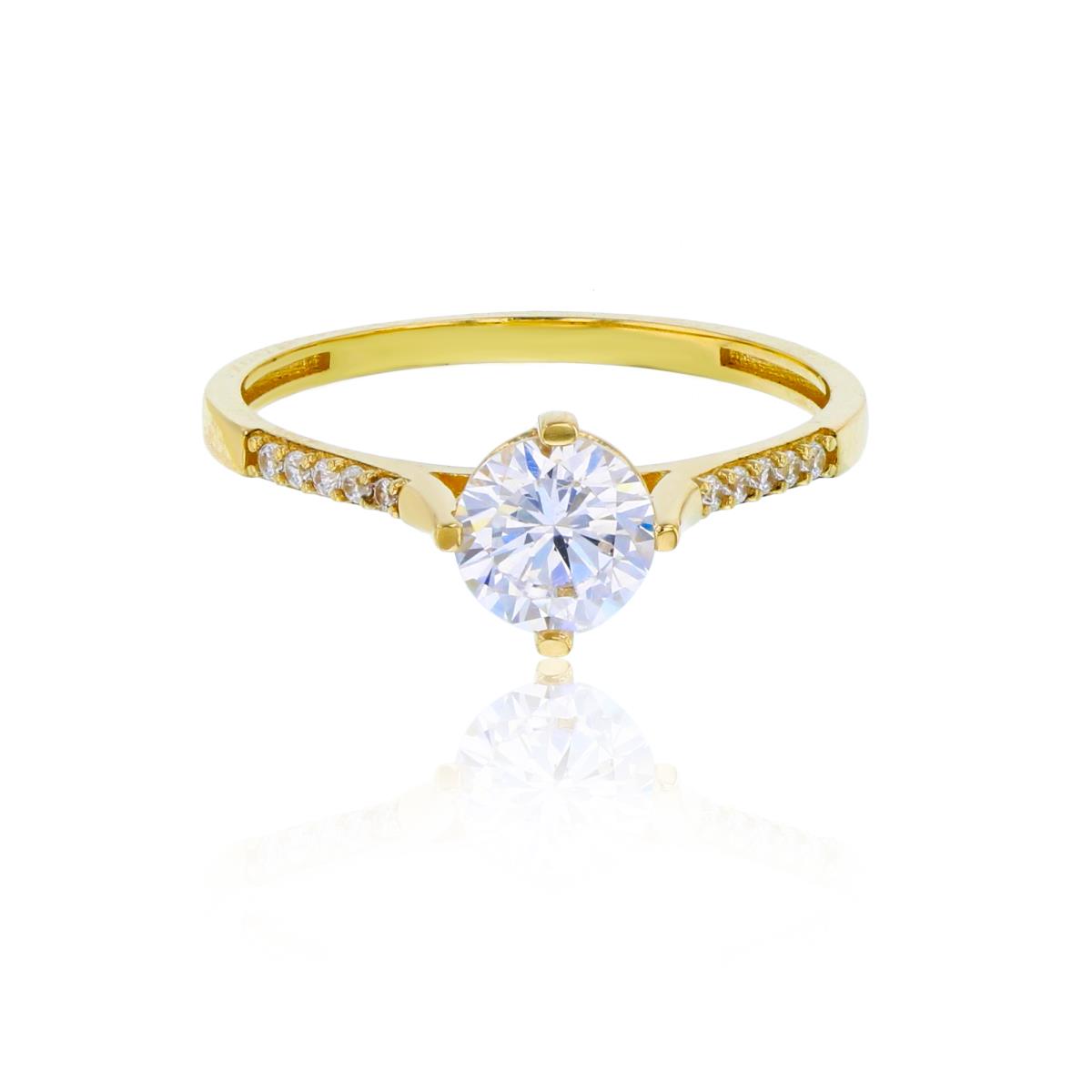 14K Yellow Gold 5.75mm Round Cut CZ Thin Engagement Ring