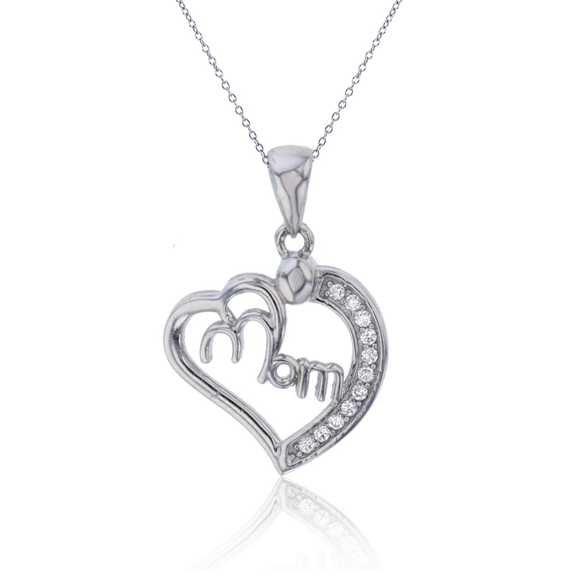Sterling Silver Mom Heart 18" Necklace