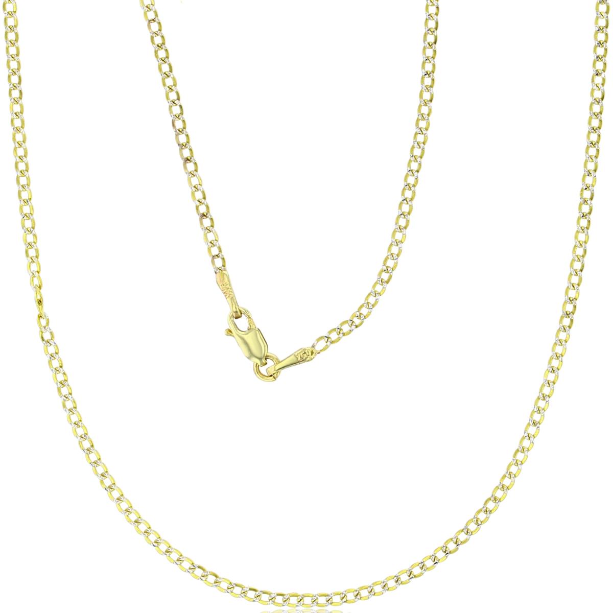 14K Two-Tone Gold Cuban 040 Pave 18" Chain 