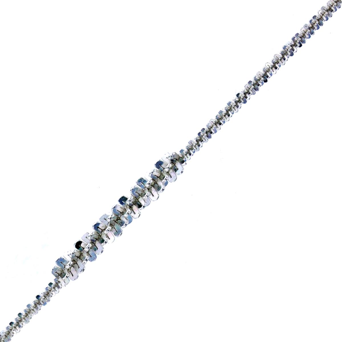 Sterling Silver Silver-Plated 1.50mm 030 Sparkle Glitter 7.5" Chain Bracelet
