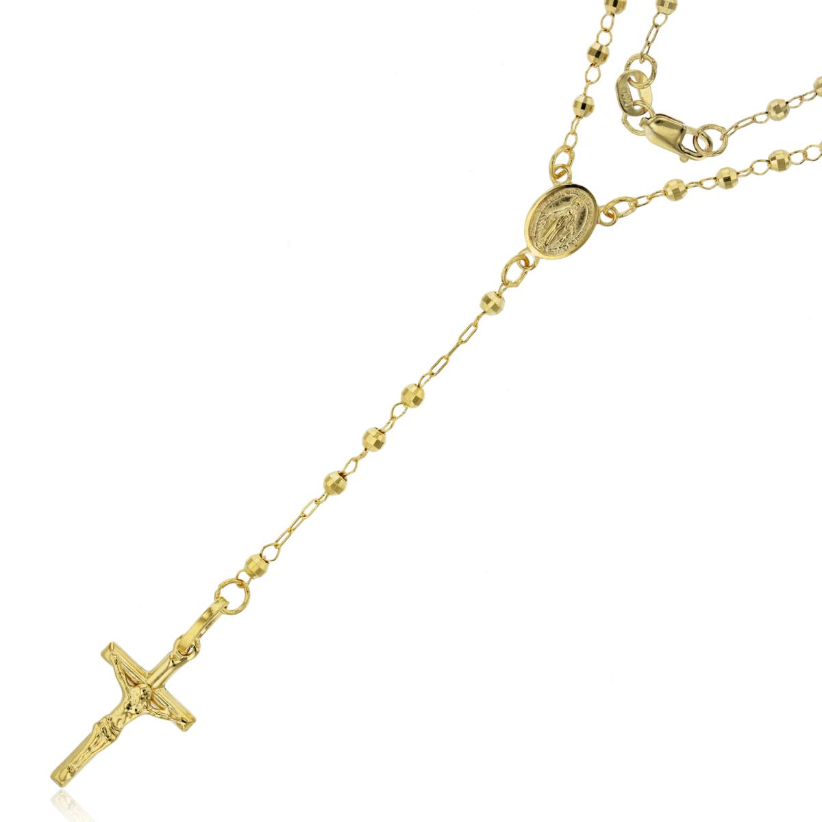14K Yellow Gold 4.00mm 17" Disc Bead Rosary Necklace 