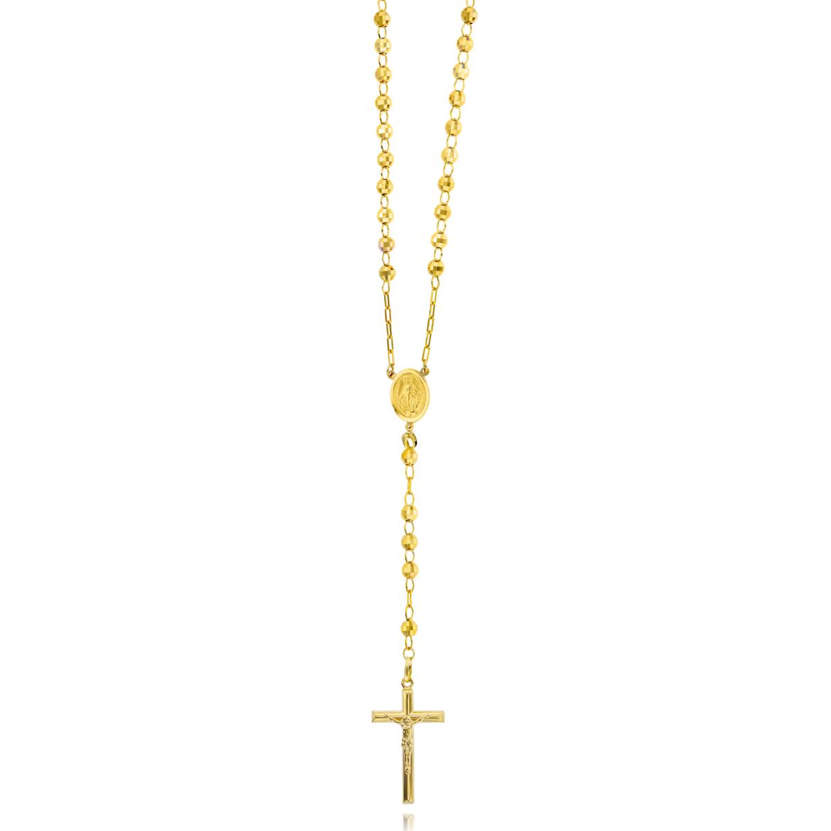 14K Yellow Gold 5.00mm 26" Bead Rosary Necklace 