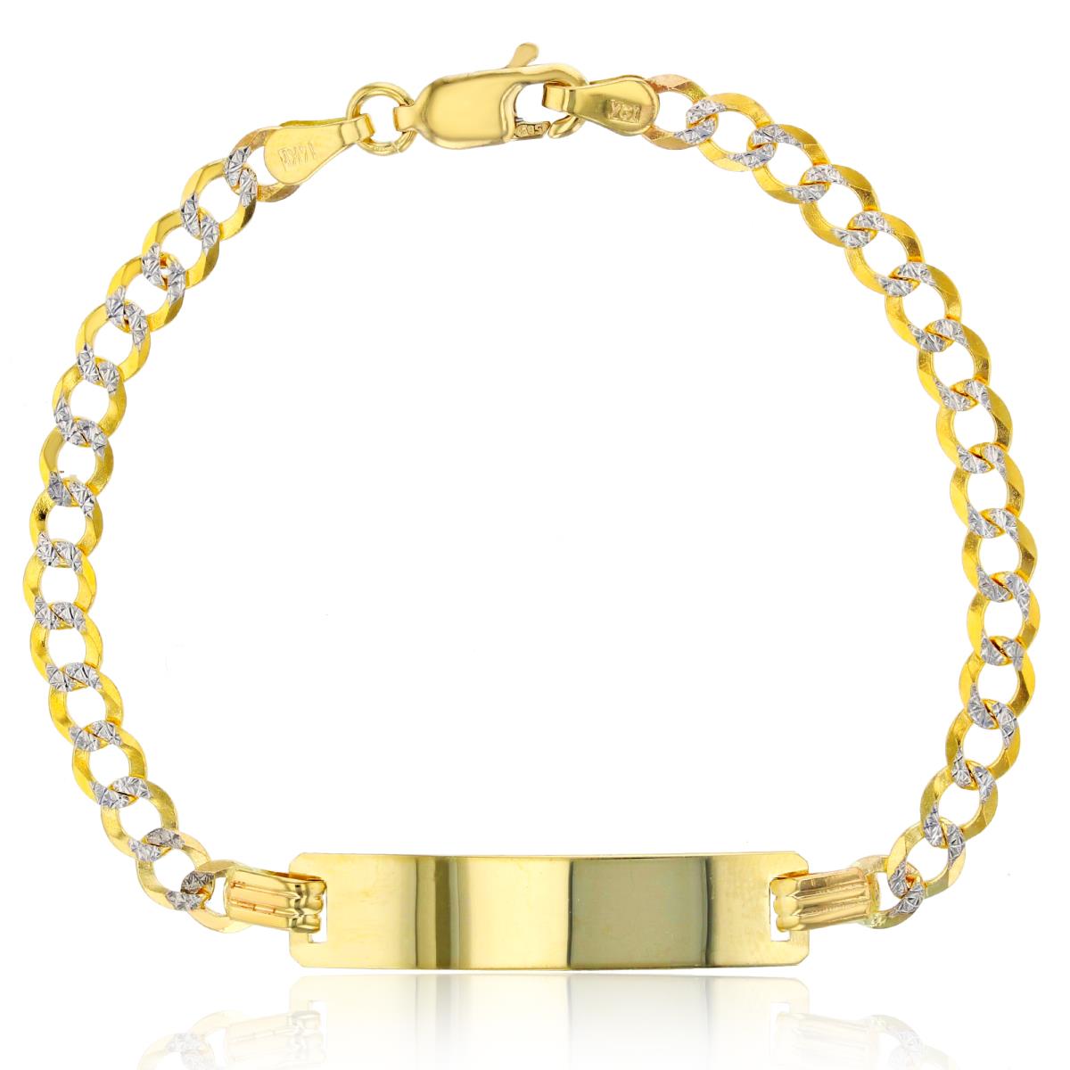14K Two Tone 3.80MM 6" Cuban 100 ID Bracelet