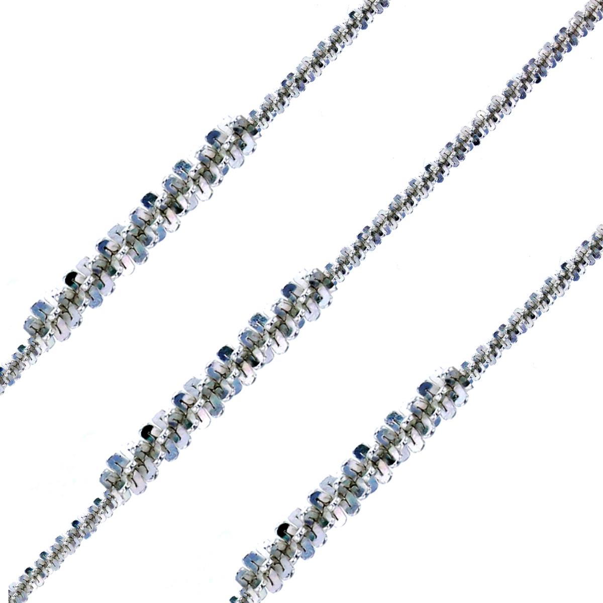 Sterling Silver Silver-Plated Ecoat 1.50mm 030 Sparkle Glitter 7.5", 10" & 18" Chains (Set Of 3)