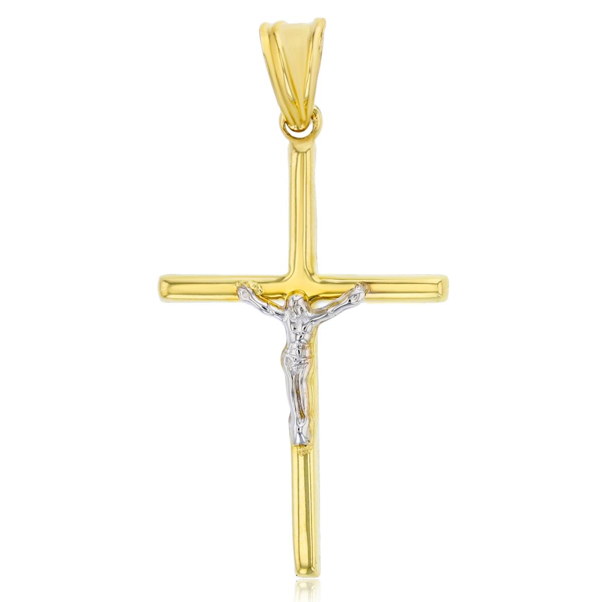 14K Two-Tone Gold 40x21mm Polished Crucifix Cross Pendant