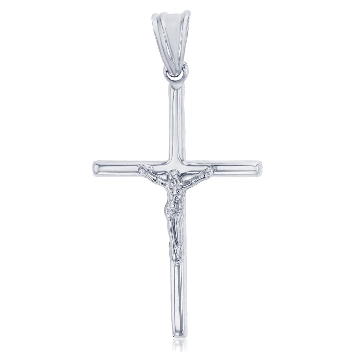 14K White Gold 40x21mm Polished Crucifix Cross Pendant