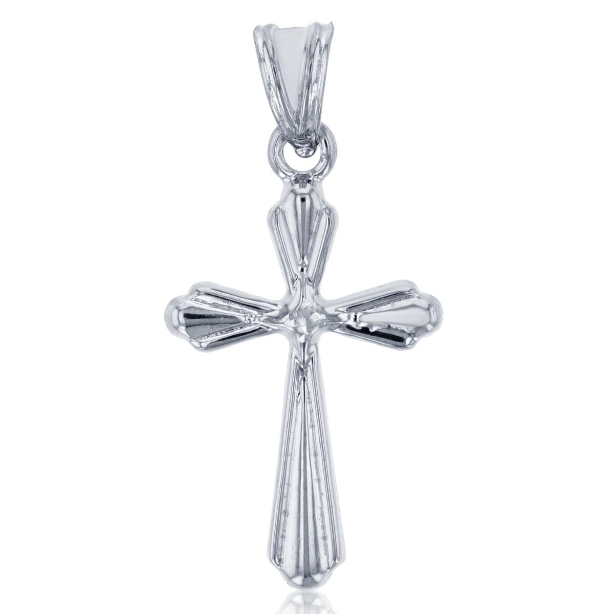 14K White Gold 35x16mm Pinched Cross Pendant