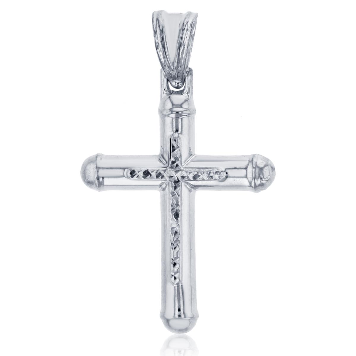 14K White Gold 34x20mm Polished with DC Center Cross Pendant
