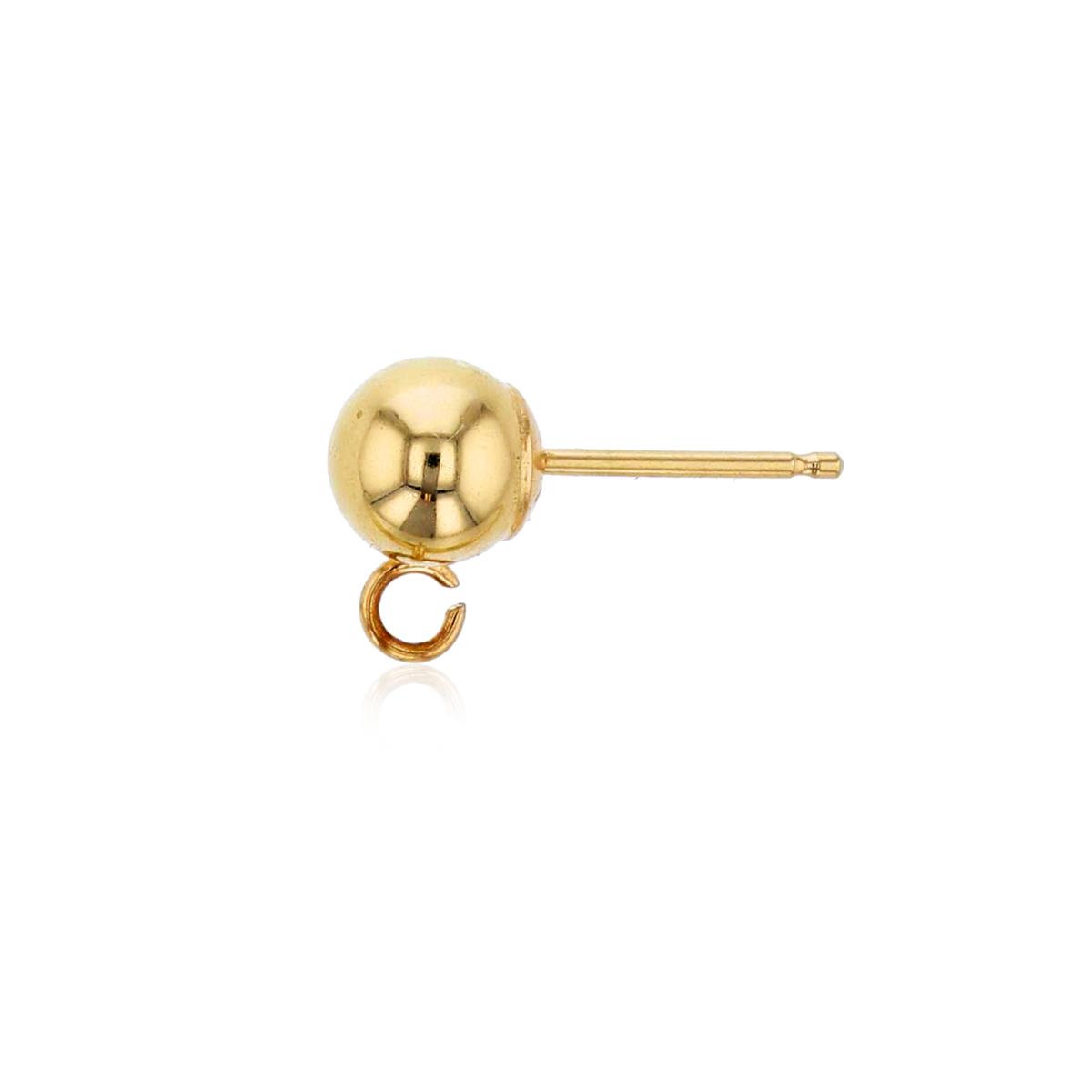 14K Yellow Gold Polished 5mm Ball with C-Ring Stud Finding (Pair)