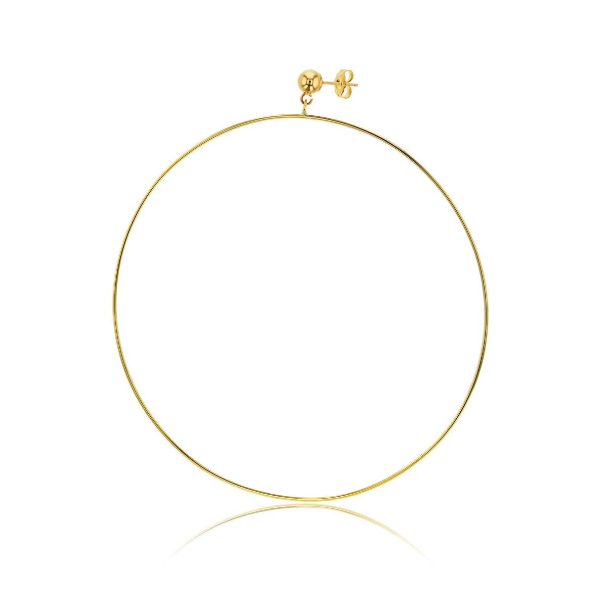 14K Yellow Gold 5mm Polished Ball Stud with 80x1.27mm Hoop Dangling Earrings with Clutch