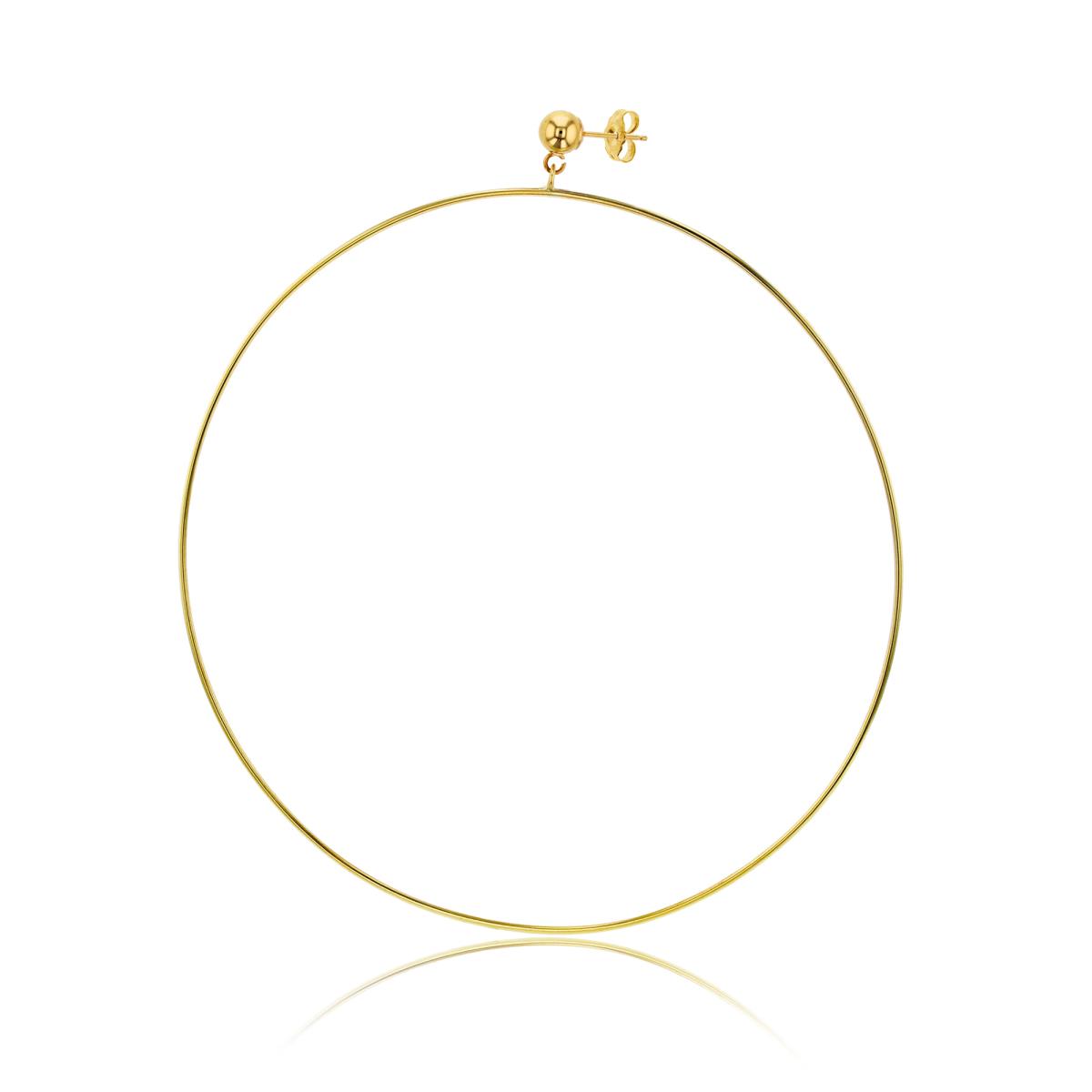 14K Yellow Gold 5mm Polished Ball Stud with 90x1.25mm Hoop Dangling Earrings with Clutch