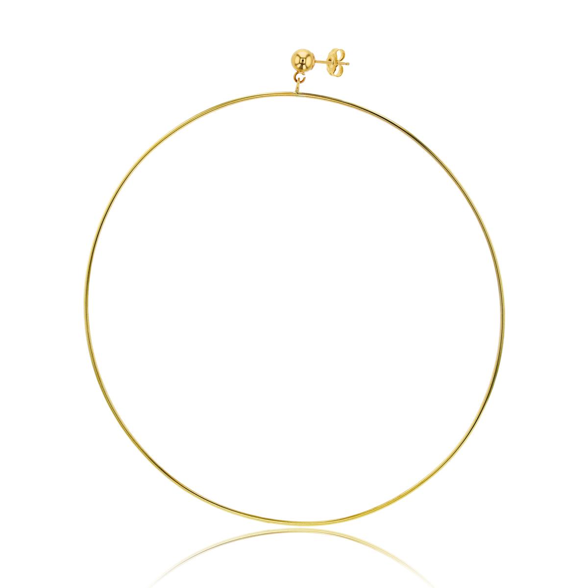 14K Yellow Gold 5mm Polished Ball Stud with 100x1.27mm Hoop Dangling Earrings with Clutch