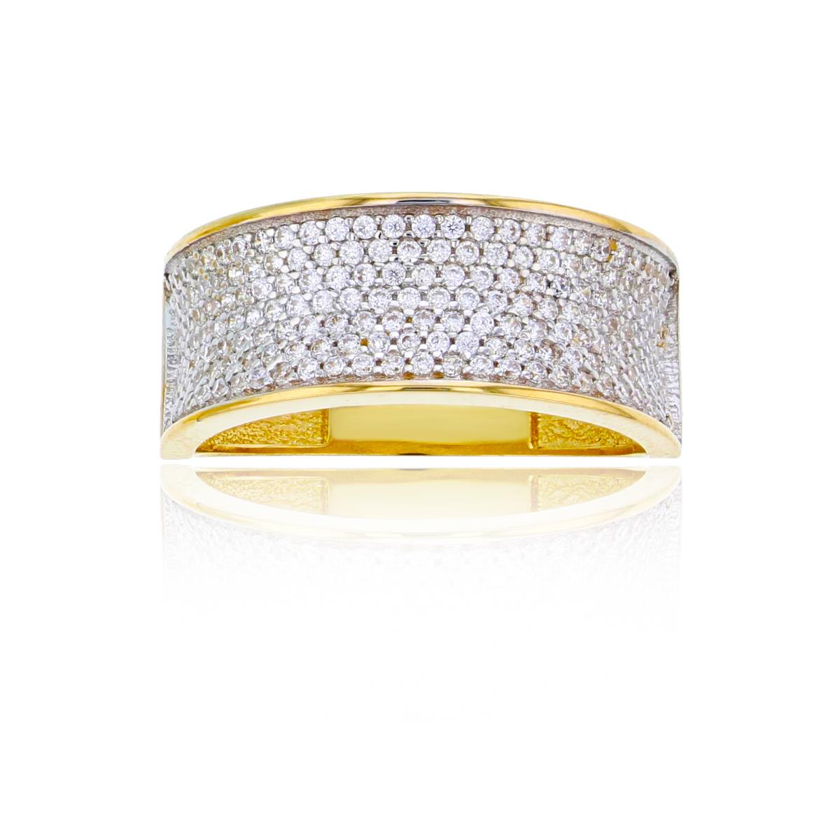 10K Yellow Gold Micropave CZ Concave Fashion Ring