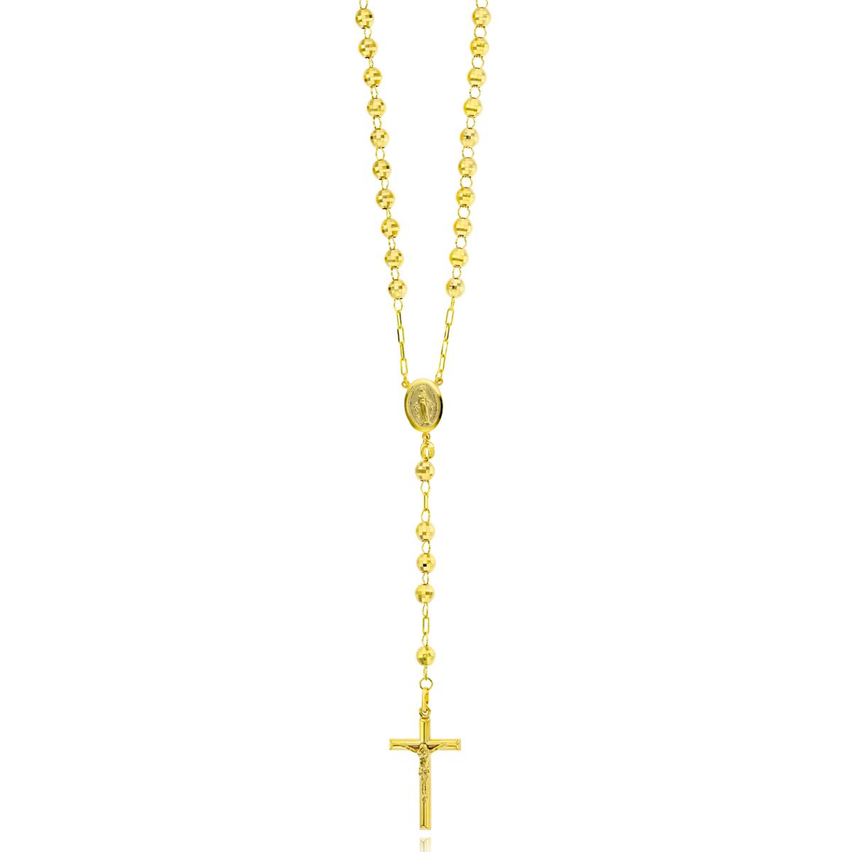14K Yellow Gold 6.00mm 26" Disc Bead Rosary Necklace 