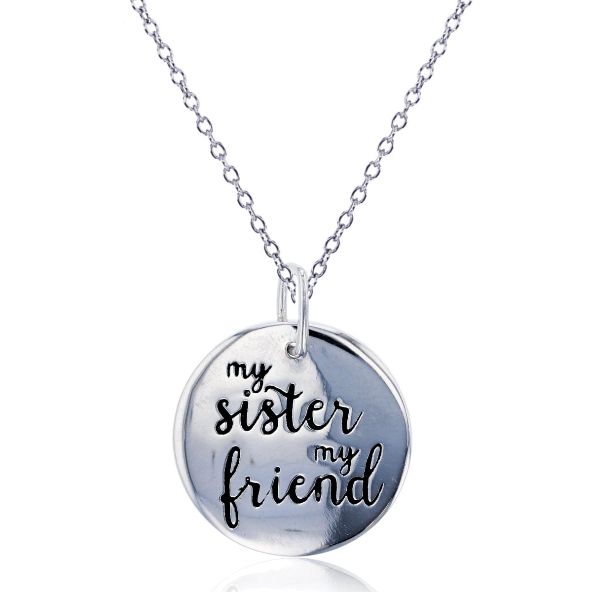 Sterling Silver Rhodium 'My Sister My Friend' Polished 18