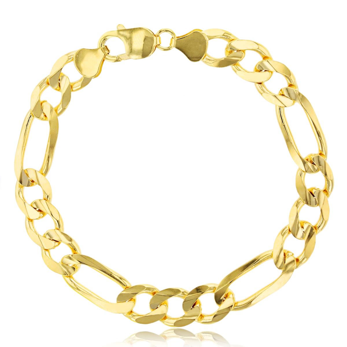14k Yellow Gold 10.00mm 9" Solid Figaro 250 Bracelet
