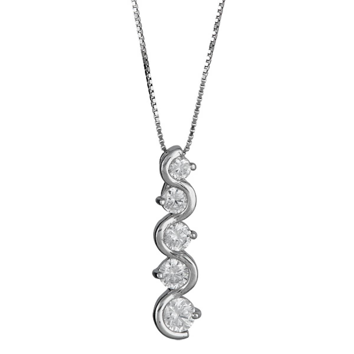 Sterling Silver Rhodium Graduated Infinity Pendant 18" Necklace