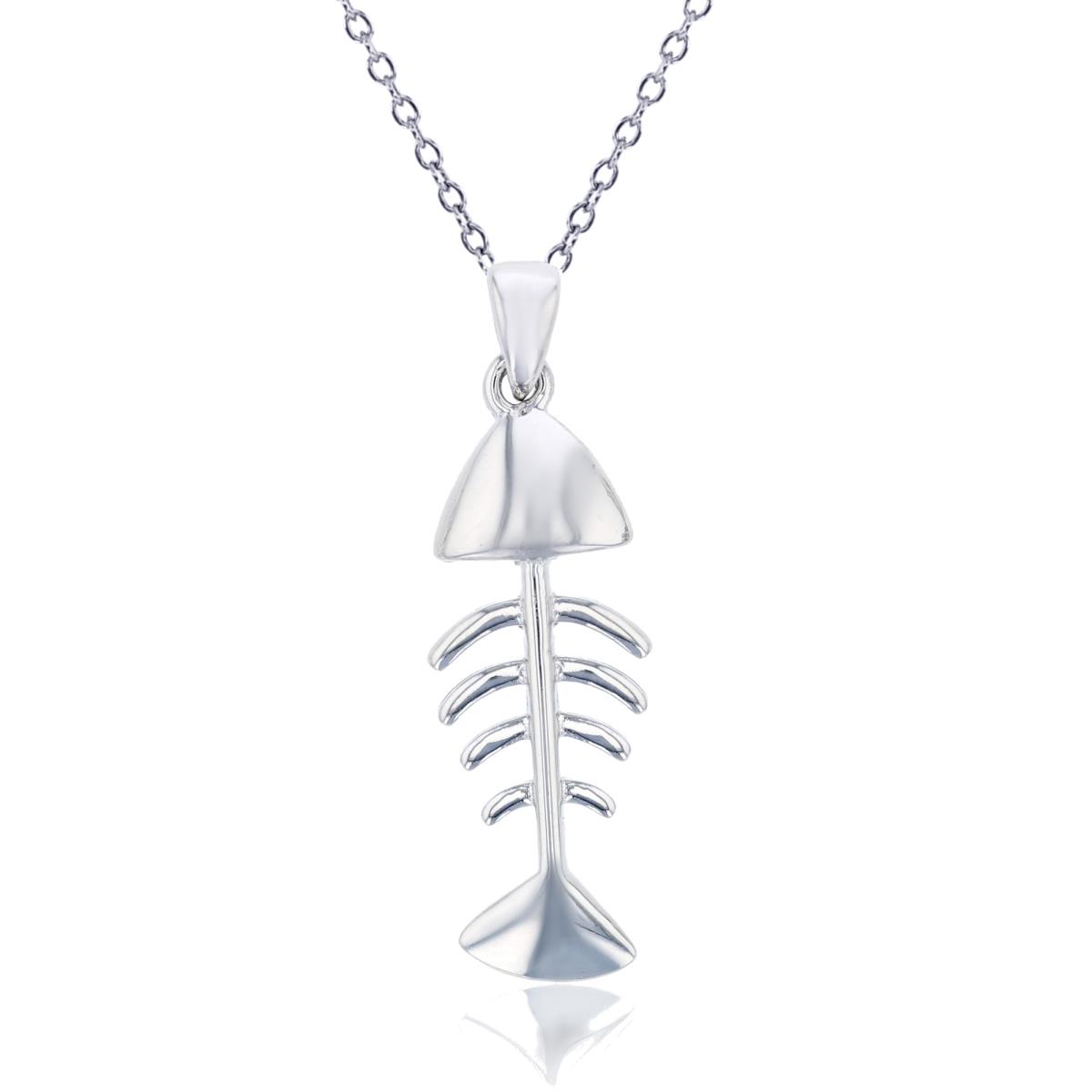 Sterling Silver Fish Bone 18" Necklace