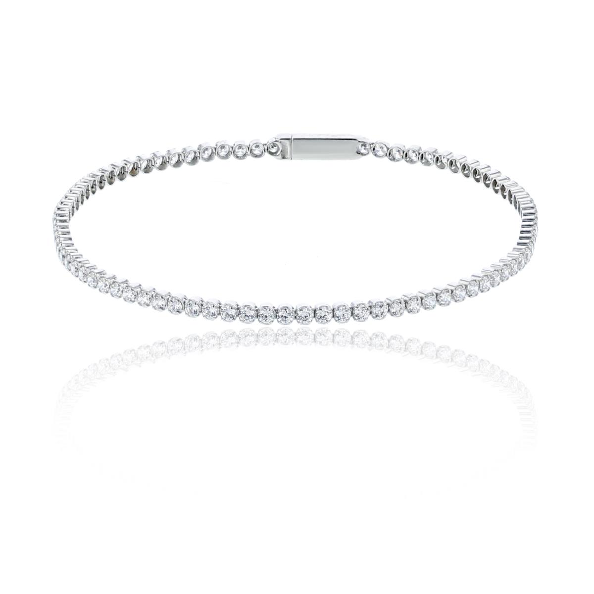 14K White Gold 1.75mm Round Cut CZ 7" Tennis Bracelet