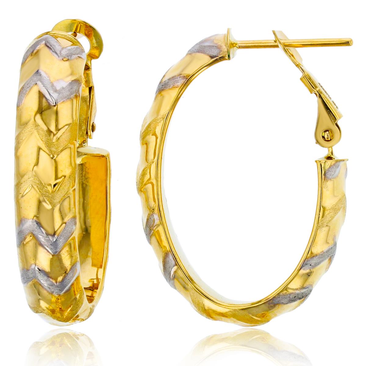 10K Two-Tone Yellow & White Gold 30X6mm  Hoop Earring