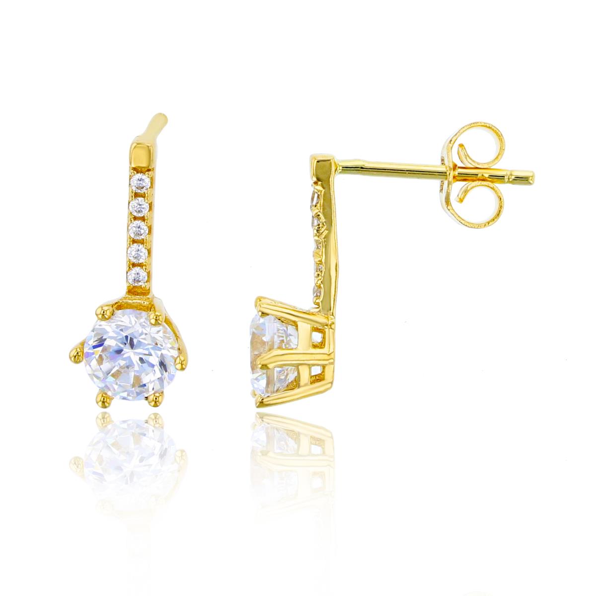 14K Yellow Gold 5.25mm Rnd CZ 6-Prongs Solitaire Earring