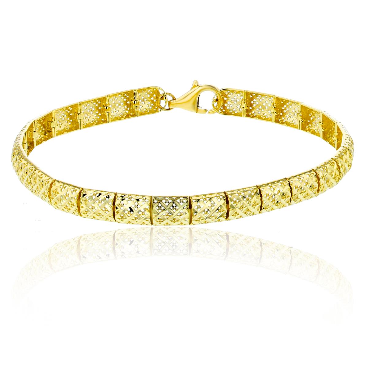 14K Yellow Gold 5.75mm DC Half Round 7.25" Bracelet