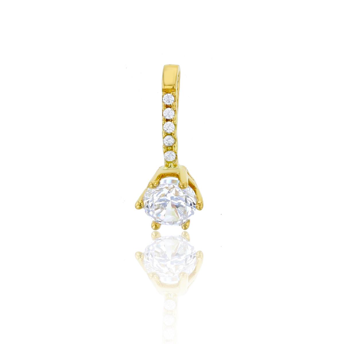 14K Yellow Gold 5.25mm Rnd CZ 6-Prongs Solitaire Pendant