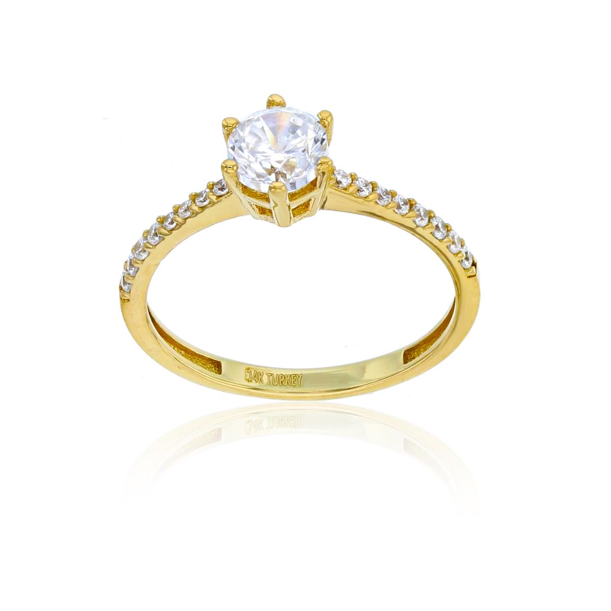 14K Yellow Gold 5.25mm Rnd CZ S 6-Prongs Solitaire Ring