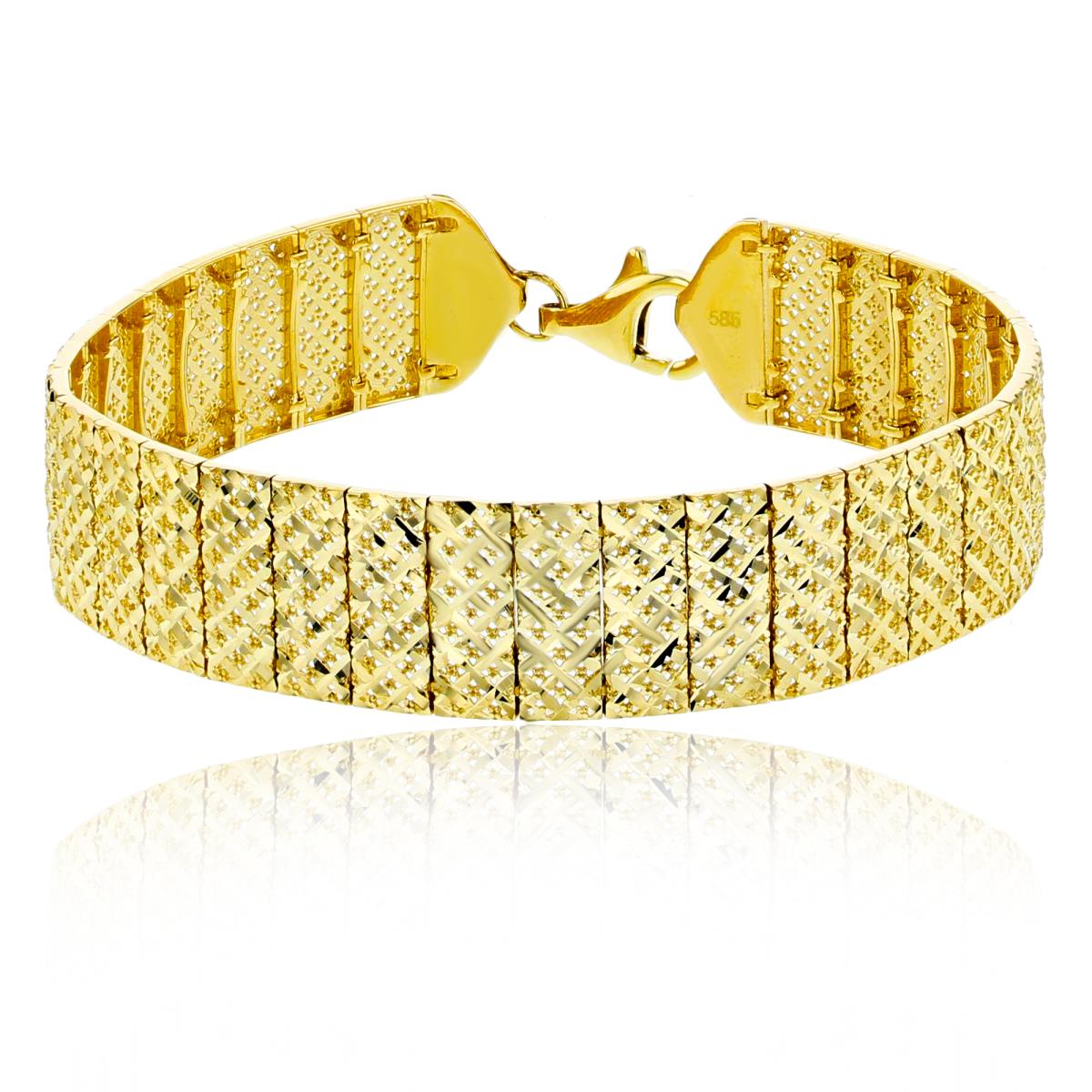 14K Yellow Gold 13.50mm Diamond Cut 7" Bracelet