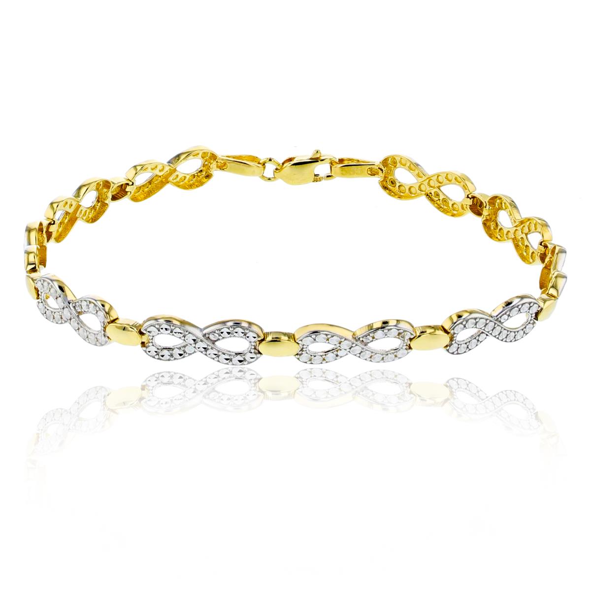 14K Two-Tone Gold Polished & Diamond Cut Infinity 7.25" Bracelet