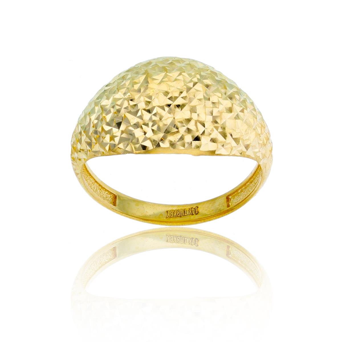 14K Yellow Gold Textured Diamond Cut Ring