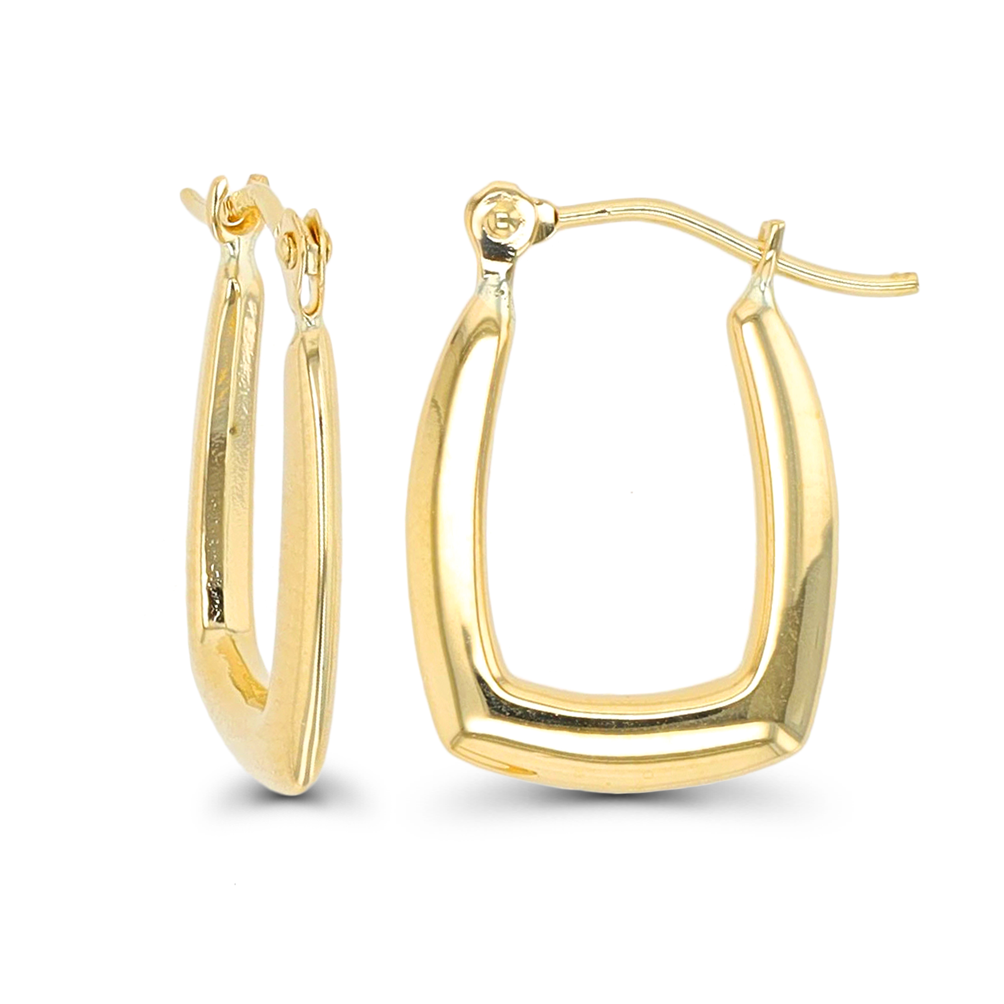 14K Yellow Gold 17x2mm Polished Squared Hoop Earring