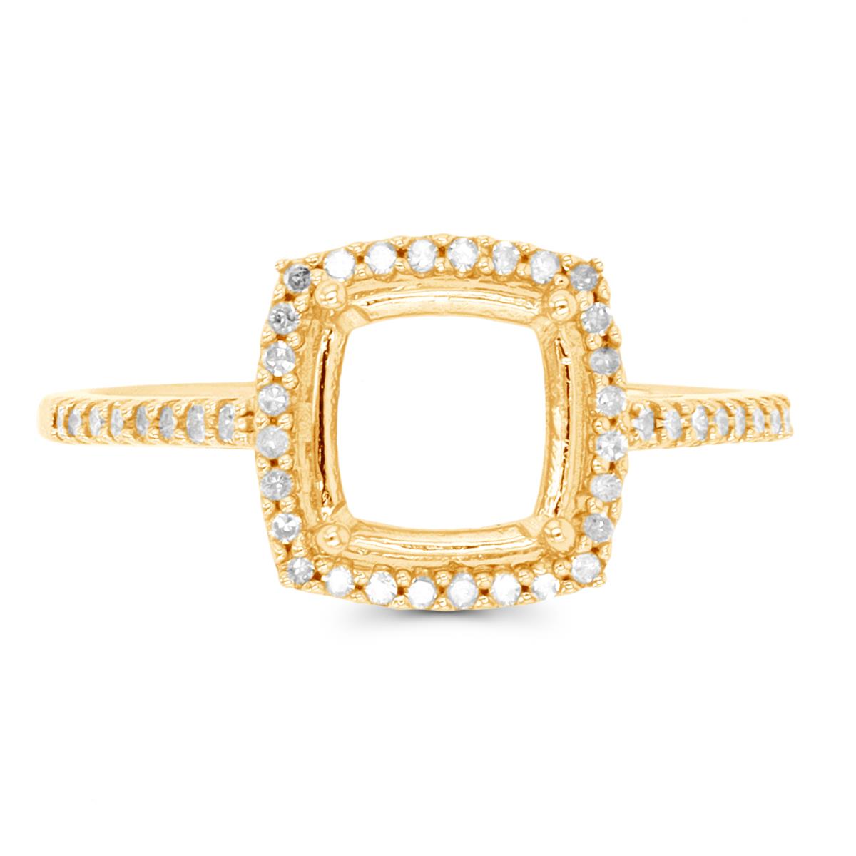 14K Yellow Gold 0.18 CTTW Rnd Diamond Semi Mount Cushion Halo Ring