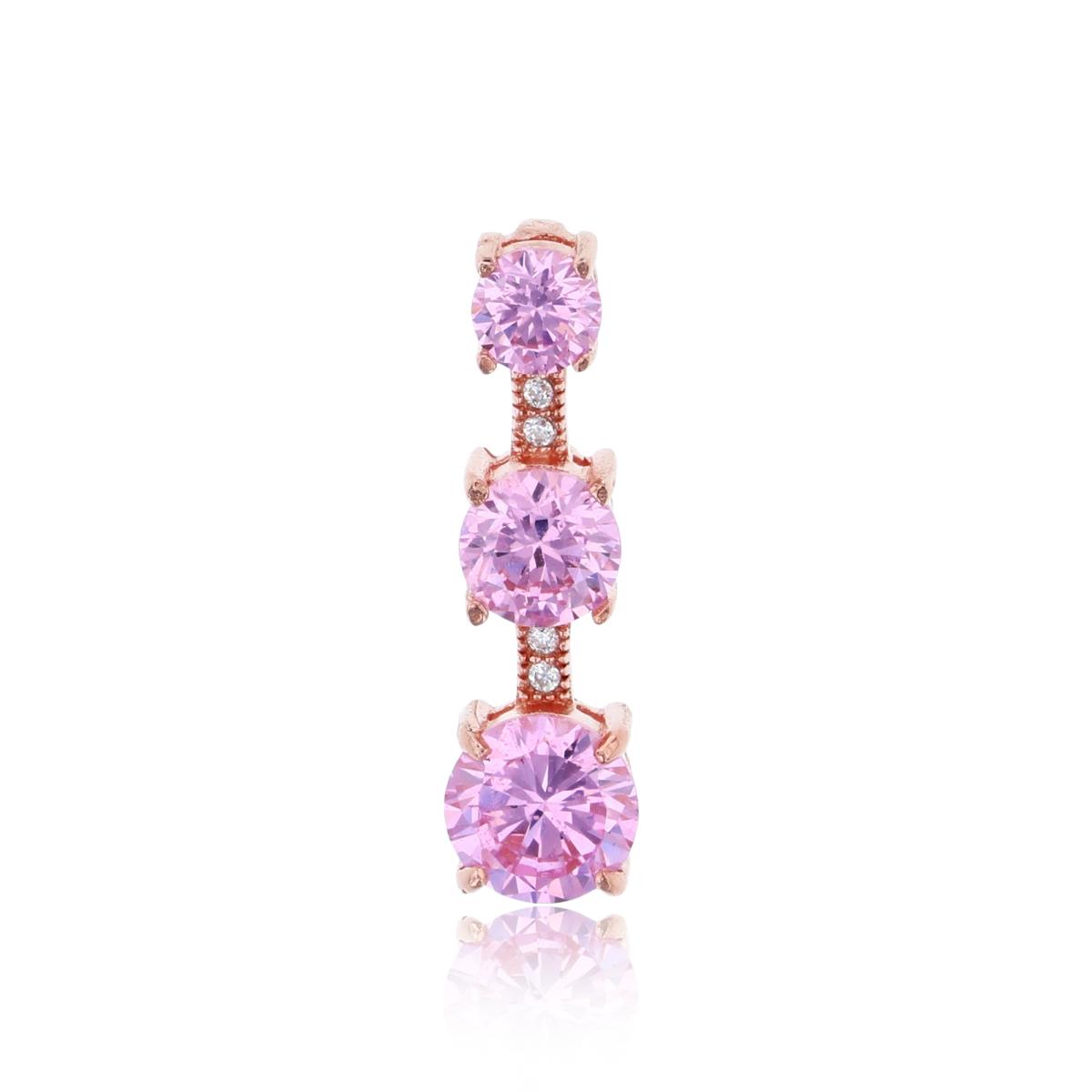 Sterling Silver Rose Pink & White Round Cut CZ Graduated Hiddenbail Pendant