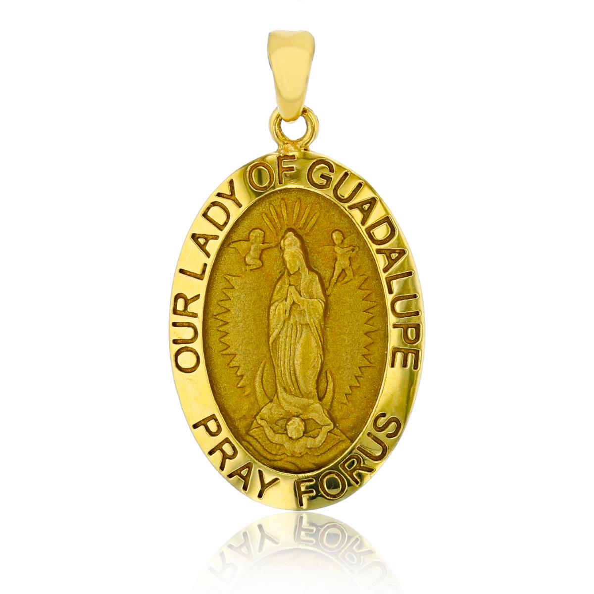 14K Yellow Gold Polished & Matte Our Lady Of Guadalupe Pendant