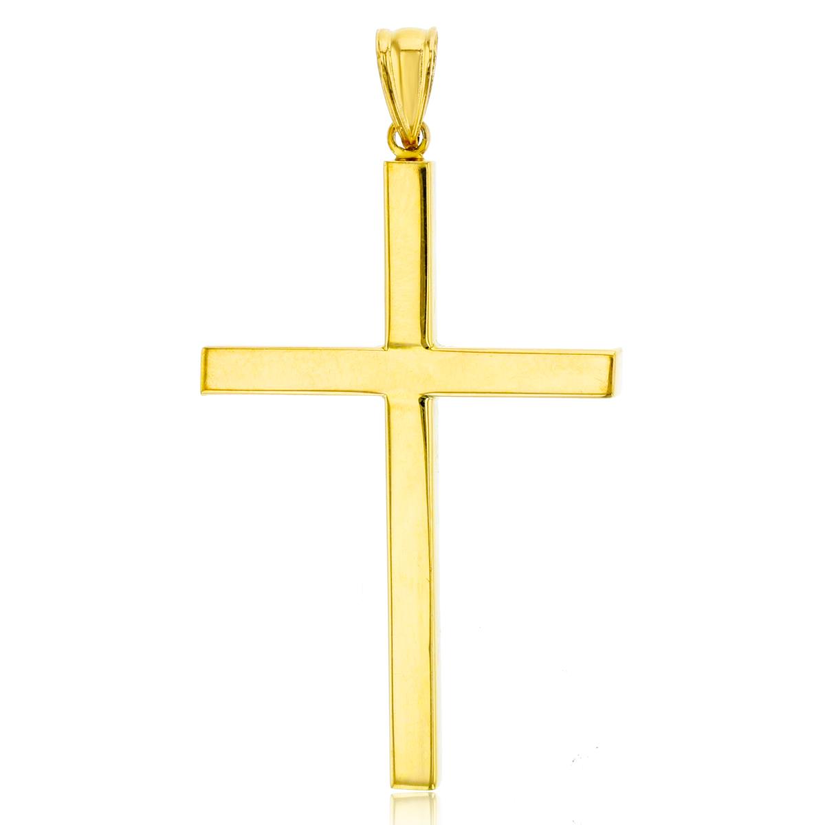 14K Yellow Gold 47x25mm Polished Squared Cross Pendant