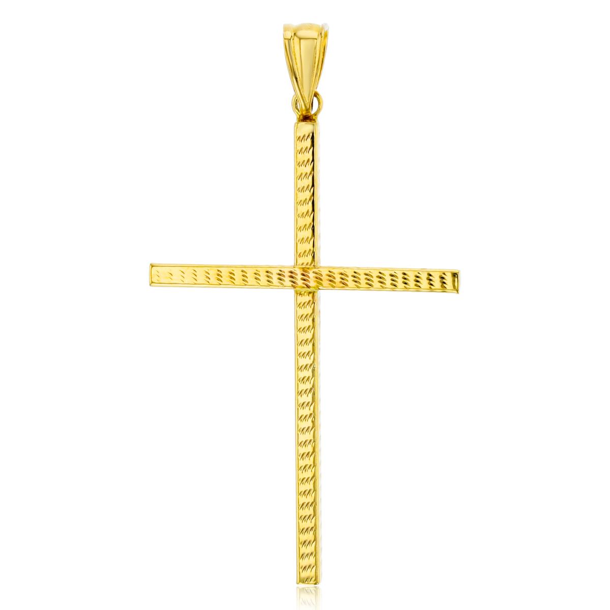 14K Yellow Gold 47x25mm Diamond Cut Cross Pendant