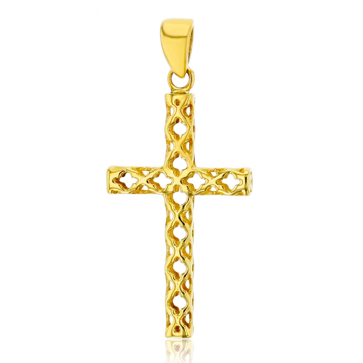 14K Yellow Gold 30x13mm Filigree Cross Pendant