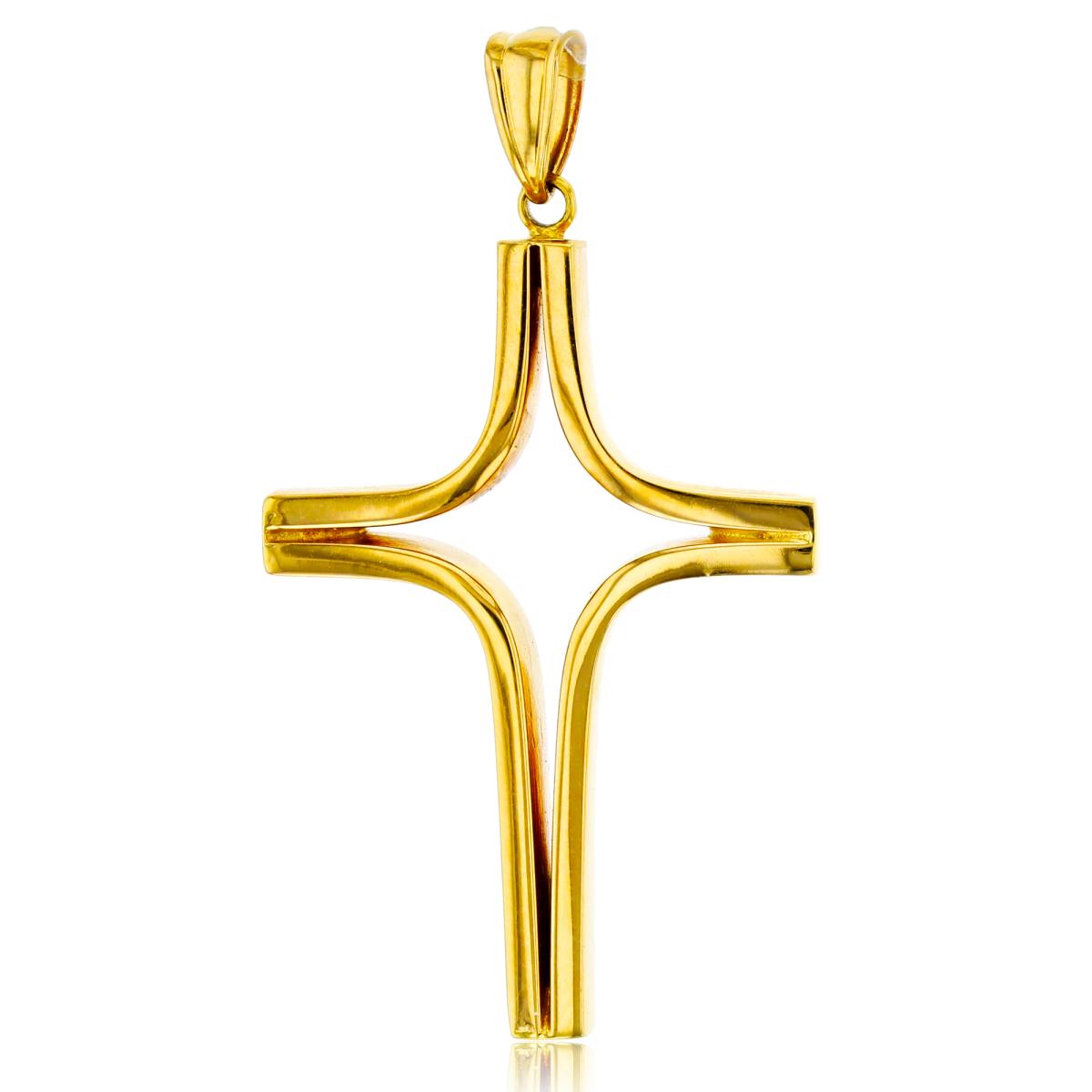 14K Yellow Gold 43x24mm Polished Open Center Cross Pendant