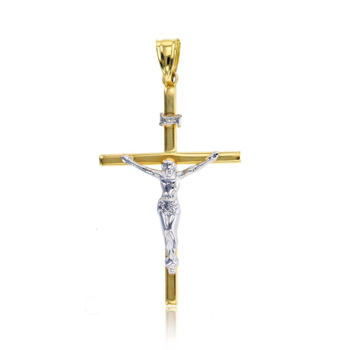 14K Two-Tone Gold 43x22mm Crucifix Cross Pendant