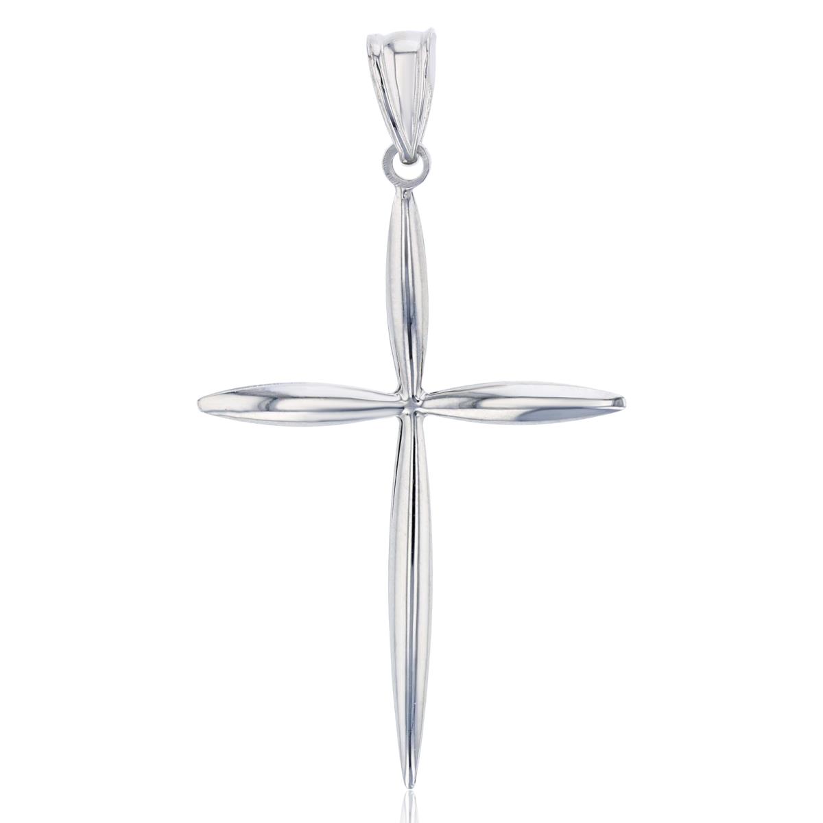 14K White Gold 42x24mm Pinched Cross Pendant