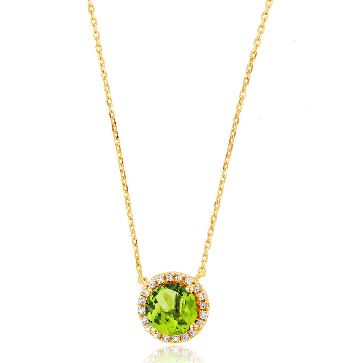 Sterling Silver Yellow 6mm Rnd Peridot/1mm Rnd Cr White Sapphire Circle 17" Necklace