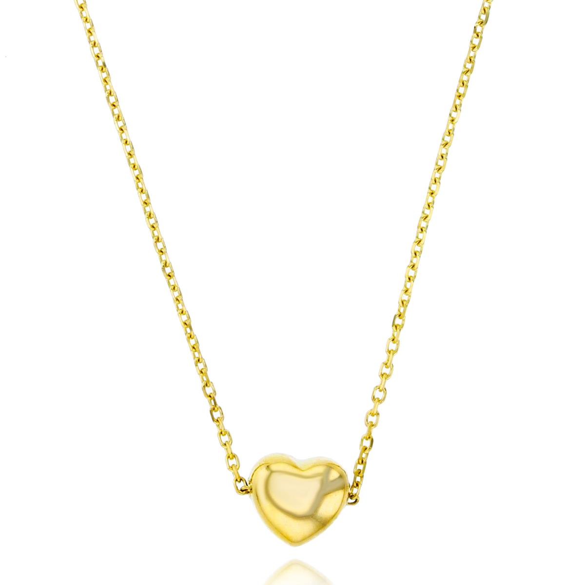 14K Yellow Gold Polished Heart 17" Necklace