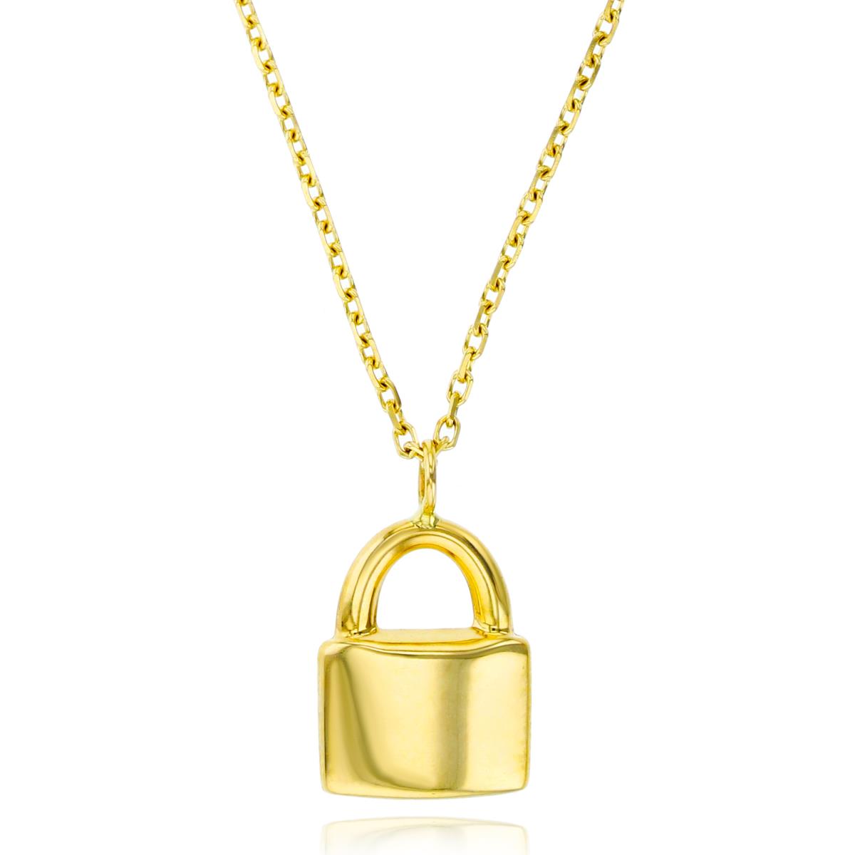 14K Yellow Gold Polished Lock 17" Necklace