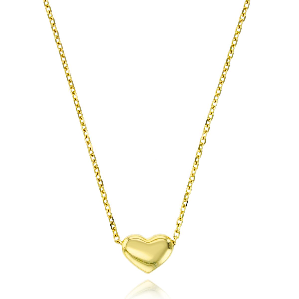 14K Yellow Gold Polished Heart 17"+2" Necklace